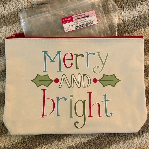 Thirty-One Merry & Bright Lg. Zipper Pouch, NEW! - Picture 1 of 3